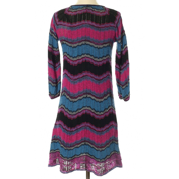 M Missoni v-neck dress cotton flame stitch zig-zag - Picture 2 of 5